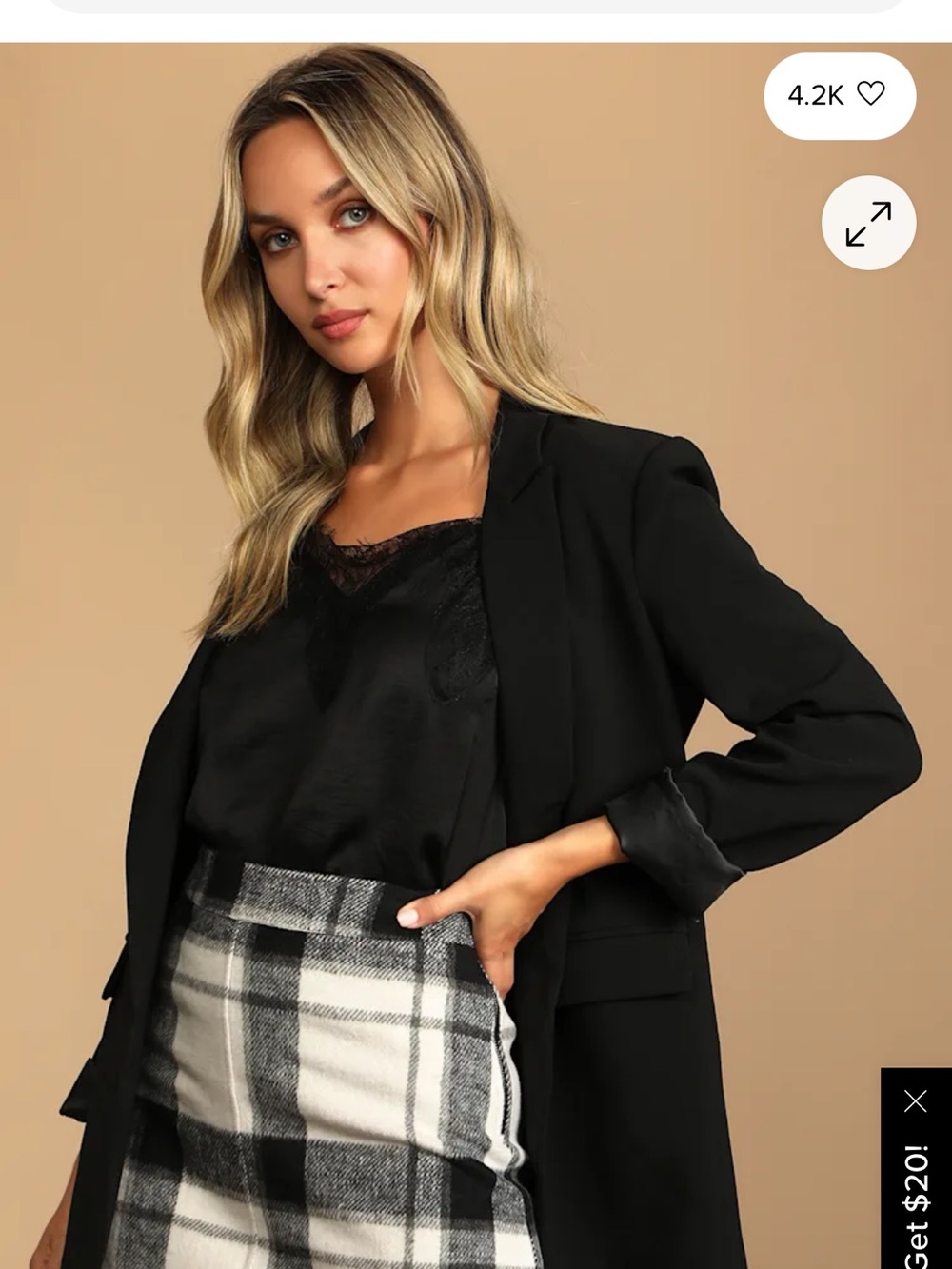 Lulu's Black & Cream Plaid Mini Skirt